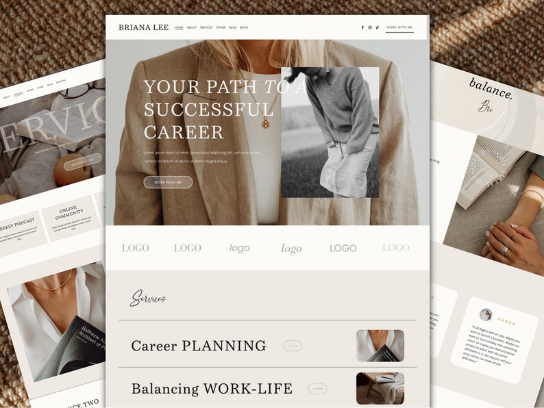 Webbplatsmall Squarespace-mall, Portfolio-webbplats, Squarespace-mall, Webbdesign, Bloggwebbplats, Coaching-webbplatsmall bild 2