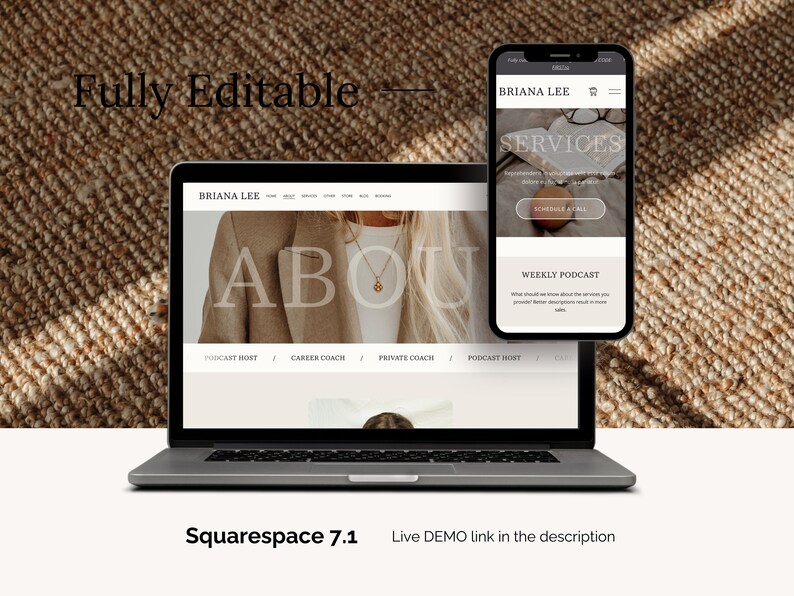 Webbplatsmall Squarespace-mall, Portfolio-webbplats, Squarespace-mall, Webbdesign, Bloggwebbplats, Coaching-webbplatsmall bild 8