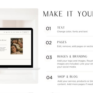 DIY Template change text, move pages, change images and banding and add your shop, blog or portfolio pages.
