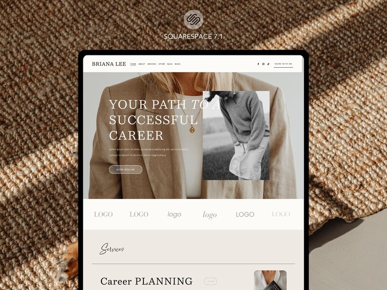 Webbplatsmall Squarespace-mall, Portfolio-webbplats, Squarespace-mall, Webbdesign, Bloggwebbplats, Coaching-webbplatsmall bild 3
