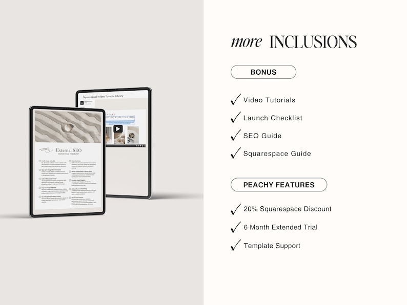This Squarespace website includes video tutorials, Squarespace guides and template support