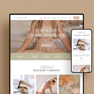 Yoga Website Template, Pilates Website Template, Health and Wellness Coach Template, Neutral Calming Website