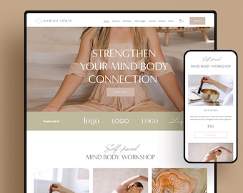 Neutral Wellness Website Template: Yoga, Pilates, Health Coach (Squarespace)