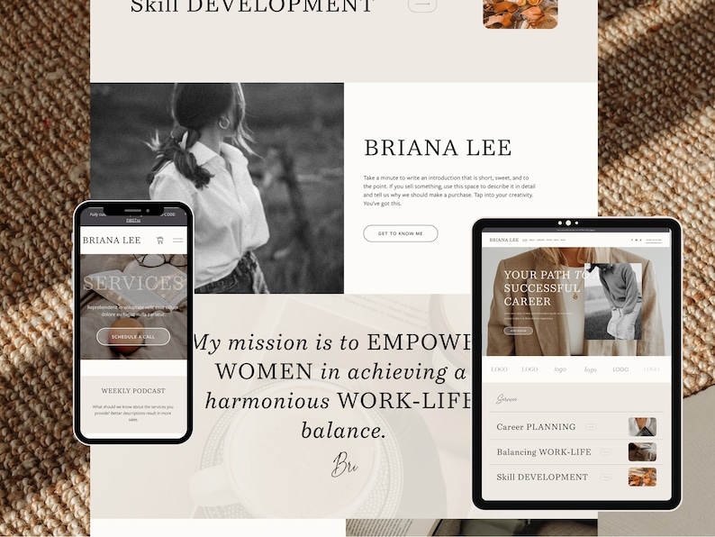 Webbplatsmall Squarespace-mall, Portfolio-webbplats, Squarespace-mall, Webbdesign, Bloggwebbplats, Coaching-webbplatsmall bild 1