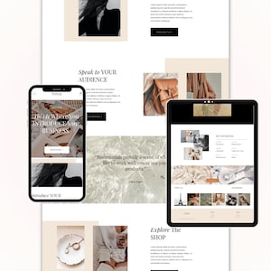 Vrouwelijk Squarespace-websitesjabloon, e-commerceblogontwerp