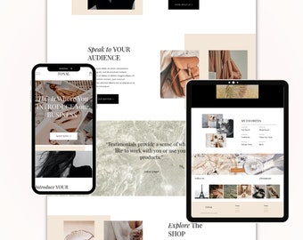 Feminine Squarespace Website Template, E-commerce Blog Design