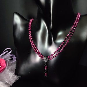 Delicate Natural Ruby Bead Necklace, Ruby Root Choker, Elegant Ruby Pendant Necklace, Double Strand Red Ruby Necklace, Fine Ruby Necklace