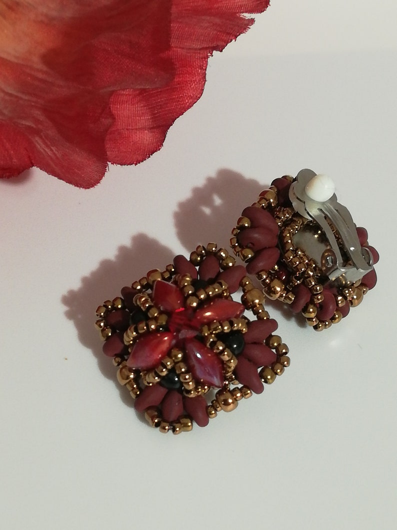 Beaded Clip Earrings Beaded Stud Earrings Elegant Clip Etsy