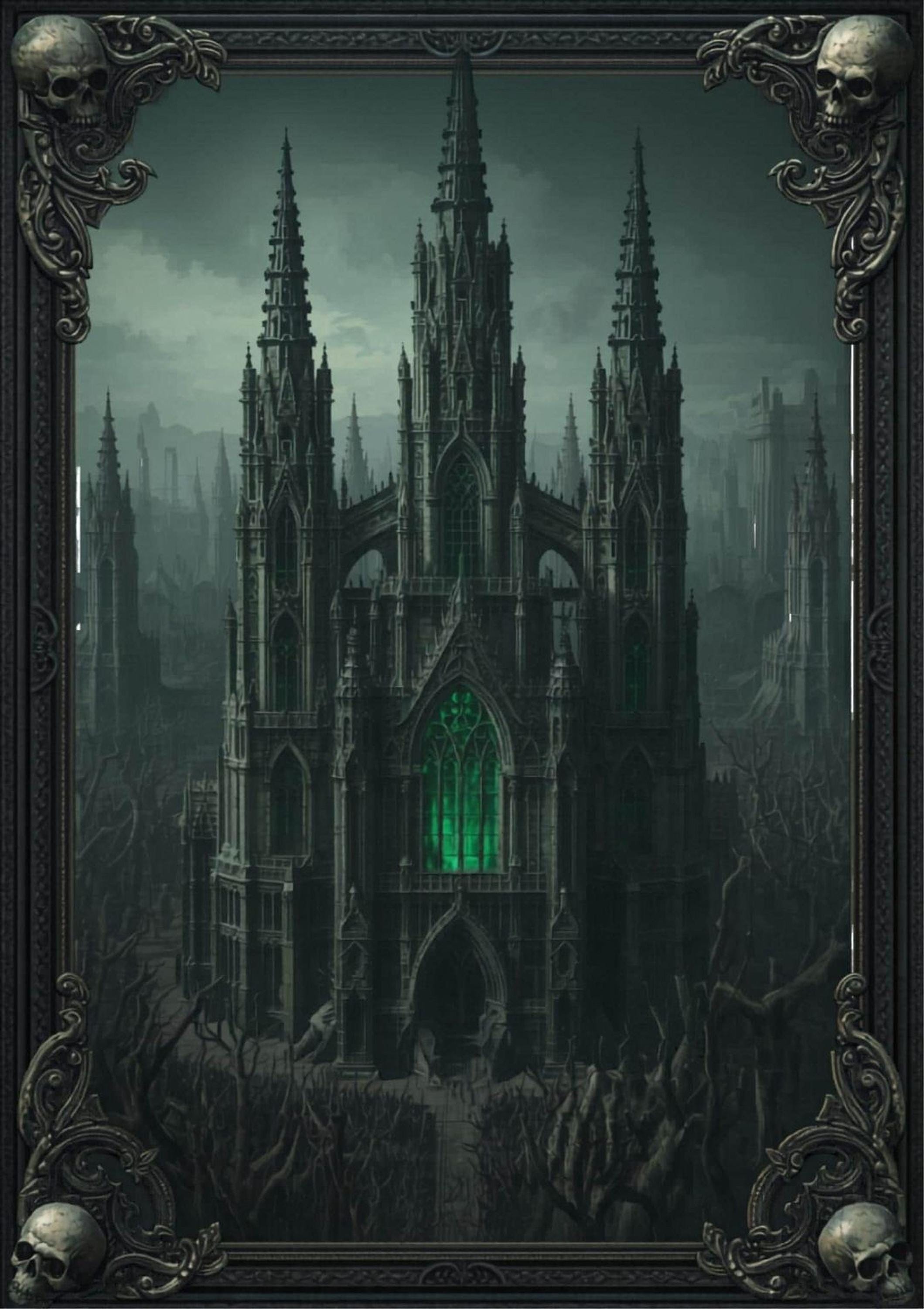 Dark Gothic Cathedral Wall Art Printable | Necromancer Decor | RPG ...