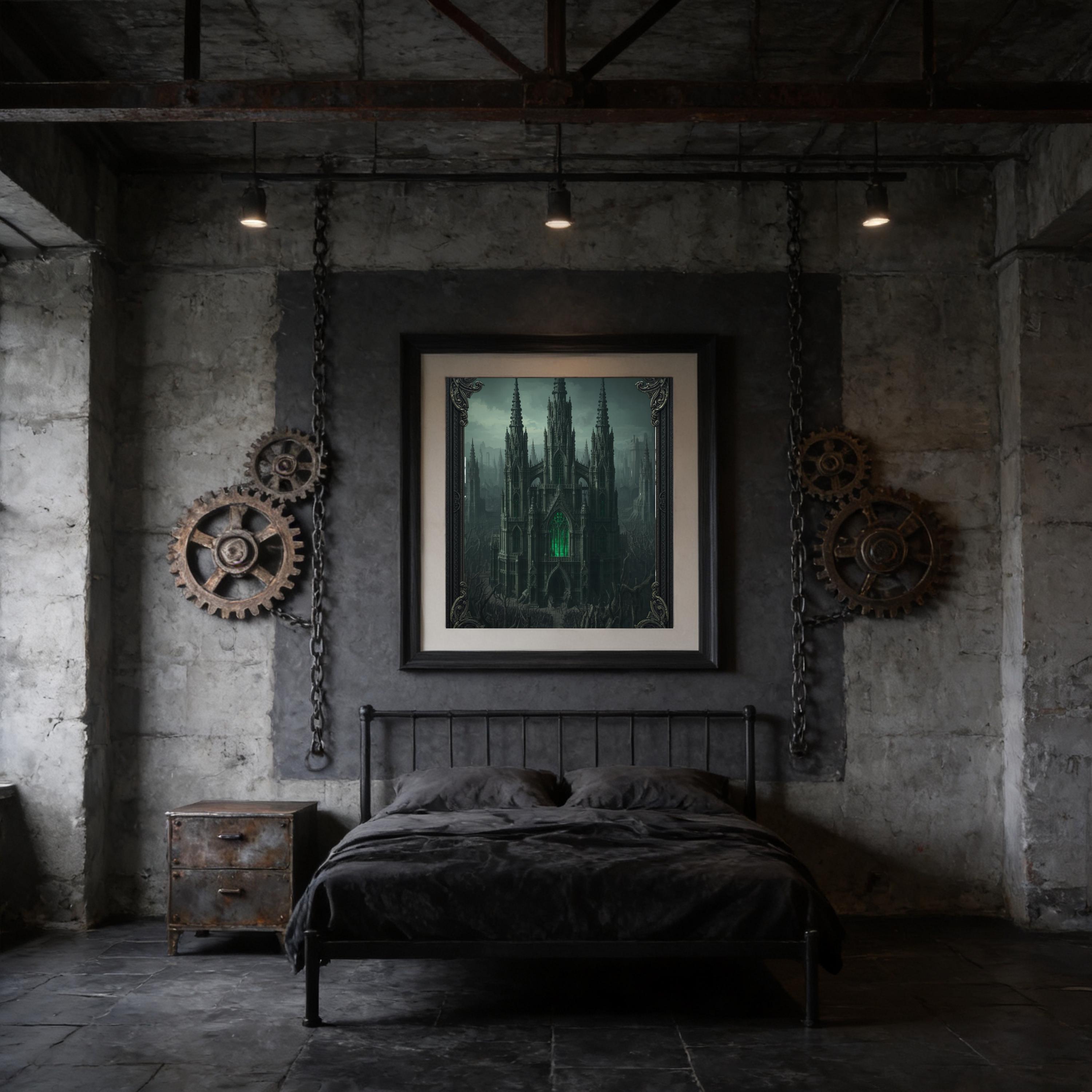 Dark Gothic Cathedral Wall Art Printable | Necromancer Decor | RPG ...