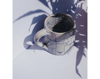 Ceramic coffee mug - Handmade in Nepal - Blue and white
