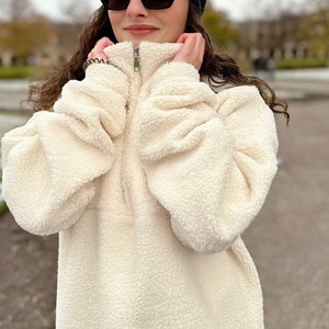 Suéter con capucha de invierno para mujer, manta polar de gran