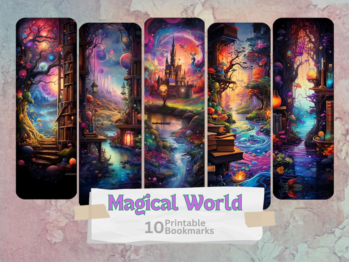 Magical World Printable Bookmarks, Rounded Corners Bookmark, Magical ...