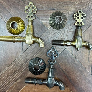 Heavy Brass Faucet, Antique Vintage Design Water Tap Sink Decor Garden Faucet