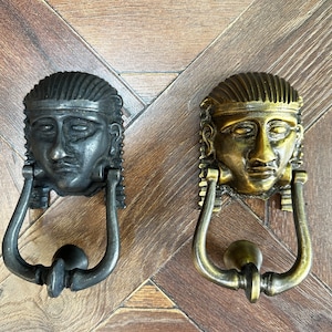 Egyptian Ancient Figure,Door Knocker,%100 Brass,Front Door Ornament, Gift For,Handmade,6.69 inch