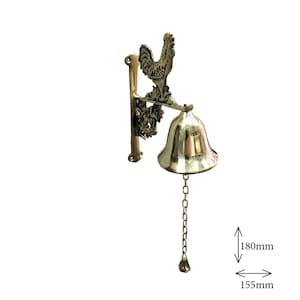 Rooster Doorbell Brass Wall Mounted Rustic Doorbell Farmhouse Rustic Garden Decor Gold Black Oxide Finish, Doorbell 7&#39;&#39; - 18 cm