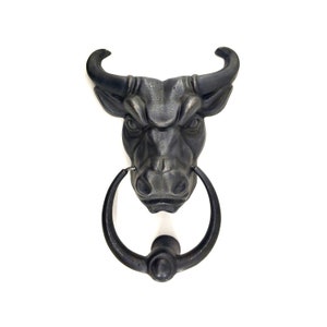 Bull Door knocker,Solid Brass,8.85 inches Tall, Bull Front Door Ornament, Gift for Bull Lover,Black Oxide,Antich