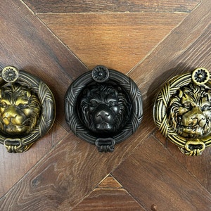Lion Head Door Knocker,%100 Brass,Front Door Ornament, Gift For,Handmade,5.7 inch- 14.5 cm