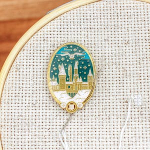 Magical School Needle Minder - Fantasy Castle Cross Stitch Magnet - Cute Sewing Gift - Needle Holder for Embroidery -Fandom Sewing Accessory