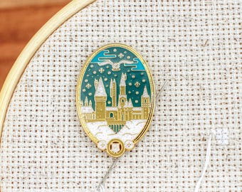 Magical School Needle Minder - Fantasy Castle Cross Stitch Magnet - Cute Sewing Gift - Needle Holder for Embroidery -Fandom Sewing Accessory