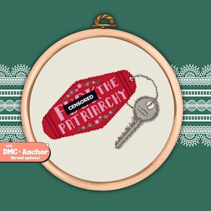 F the Patriarchy Keychain Cross-Stitch Pattern | Red Keychain | Digital Pattern
