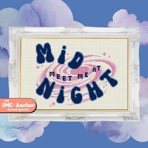 Meet Me At Midnight Cross-Stitch Pattern | Galaxy Lavender Haze (Digital Pattern)