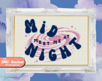 Meet Me At Midnight Cross-Stitch Pattern | Midnight Fan | Lavender Haze | Digital Pattern