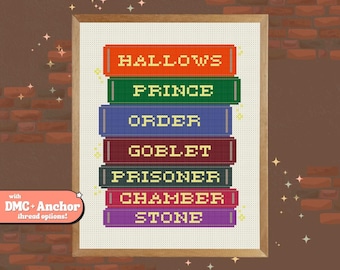 Wizard Books Cross-Stitch Pattern | Wizard School | Book Lovers | Magic | Gifts
