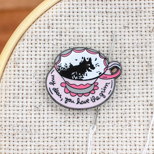 Tea Leaf Needle Minder – Spooky Cross Stitch, Witchy Sewing Notion