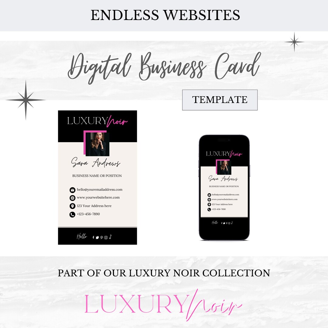 Digital Business Card Template Canva Business Card Black & Etsy