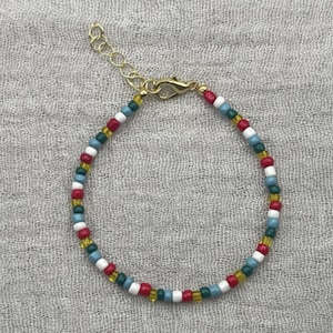 Glass Seed Bead Bracelet (yellow, red, blue, and green)