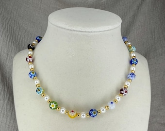Millefiori Beaded Necklace