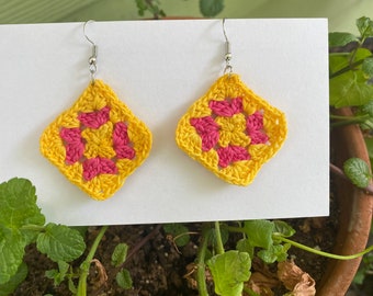 Granny Square Micro Crochet Earrings