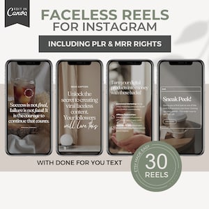 30 Faceless Instagram Reels With MRR, Neutral Aesthetic Faceless Videos, Master Resell Rights, Done For You Social Media Marketing, PLR, MMR