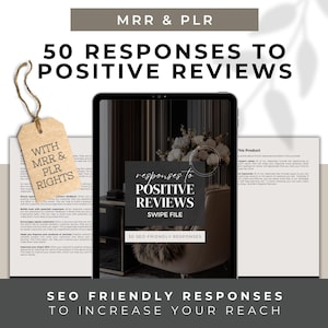 MRR - 50 SEO Friendly Responses to Positive Reviews. Improve Your ETSY Ranking & Get More Sales. Plr/Mrr Product. Digital Product Seller.