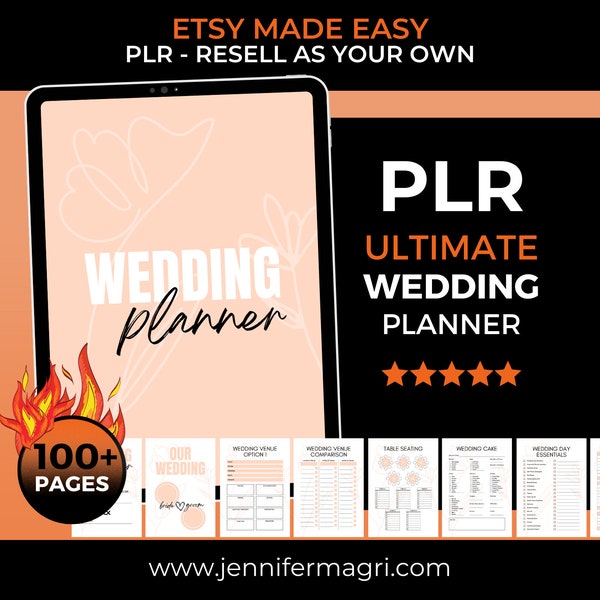 Best PLR Wedding Planner Binder for Etsy resellers, Sell as your own Wedding Binder, 100+ Pages Wedding Canva Template to edit or Sell as is