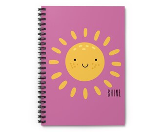 shine notebook, sun notebook,cute kids notebook,statement notebook, cute kids journal, good vibes notebook, summer vibes notebook, journal