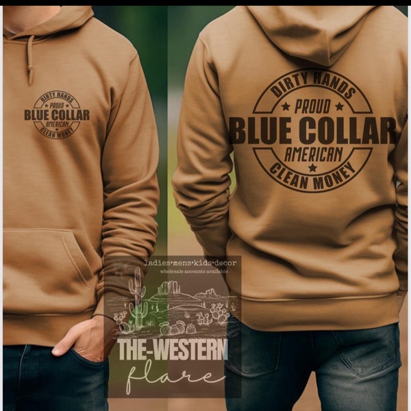 Mens-Dirty Hands-Clean Money-American Pround-Hoodie-Bluecollar-Hard Working