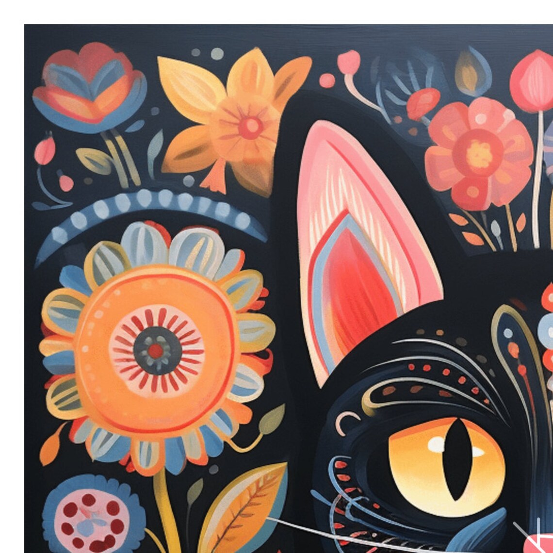 Whimsical Whiskers: Embrace the Charm of a Folk Black Cat AI Digital ...