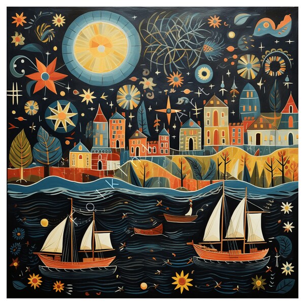 Nautical Folk Art Etsy