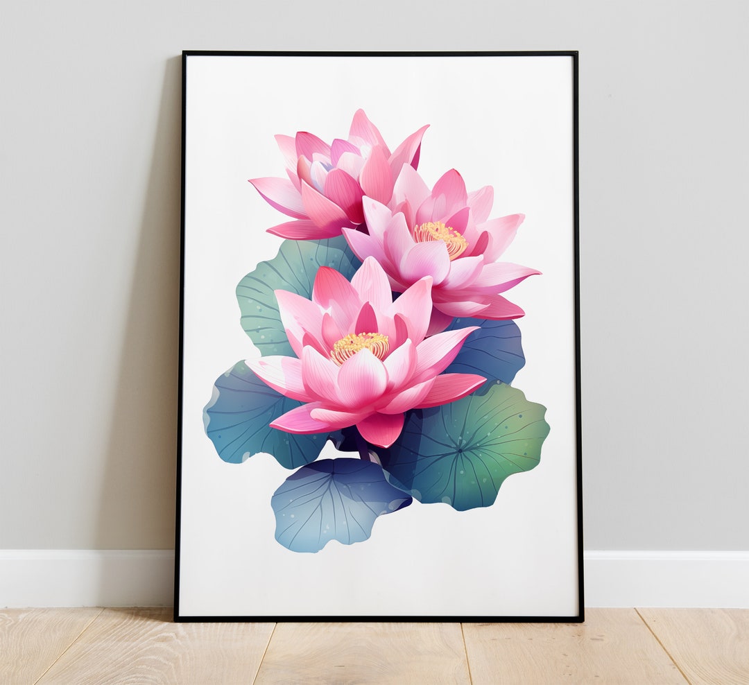 Lotus Flowers Wall Art Botanical Art Print Plant Wall Art Etsy