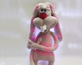 Dude Keks bunny, rabbit dude, handmade crochet toy, gift for kids, best friends gift, crazy funny plushie