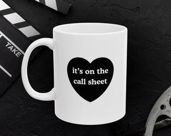 Taza de cerámica con hoja de convocatoria, 325 ml, 433 ml. Regalo para cineastas, productores, directores, asistentes de dirección, producción de video, equipo de filmación, regalo para fiestas.
