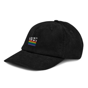Pride Flag Movie Slate Film Clapper Embroidered Corduroy Hat - Gift for Queer Filmmakers - Gift for LGBTQIA Filmmakers - Film Director