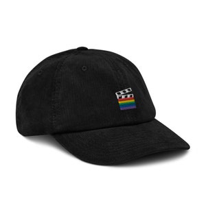 Pride Flag Movie Slate Film Clapper Embroidered Corduroy Hat - Gift for Queer Filmmakers - Gift for LGBTQIA Filmmakers - Film Director