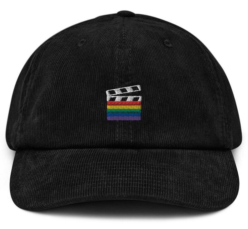 Pride Flag Movie Slate Film Clapper Embroidered Corduroy Hat - Gift for Queer Filmmakers - Gift for LGBTQIA Filmmakers - Film Director