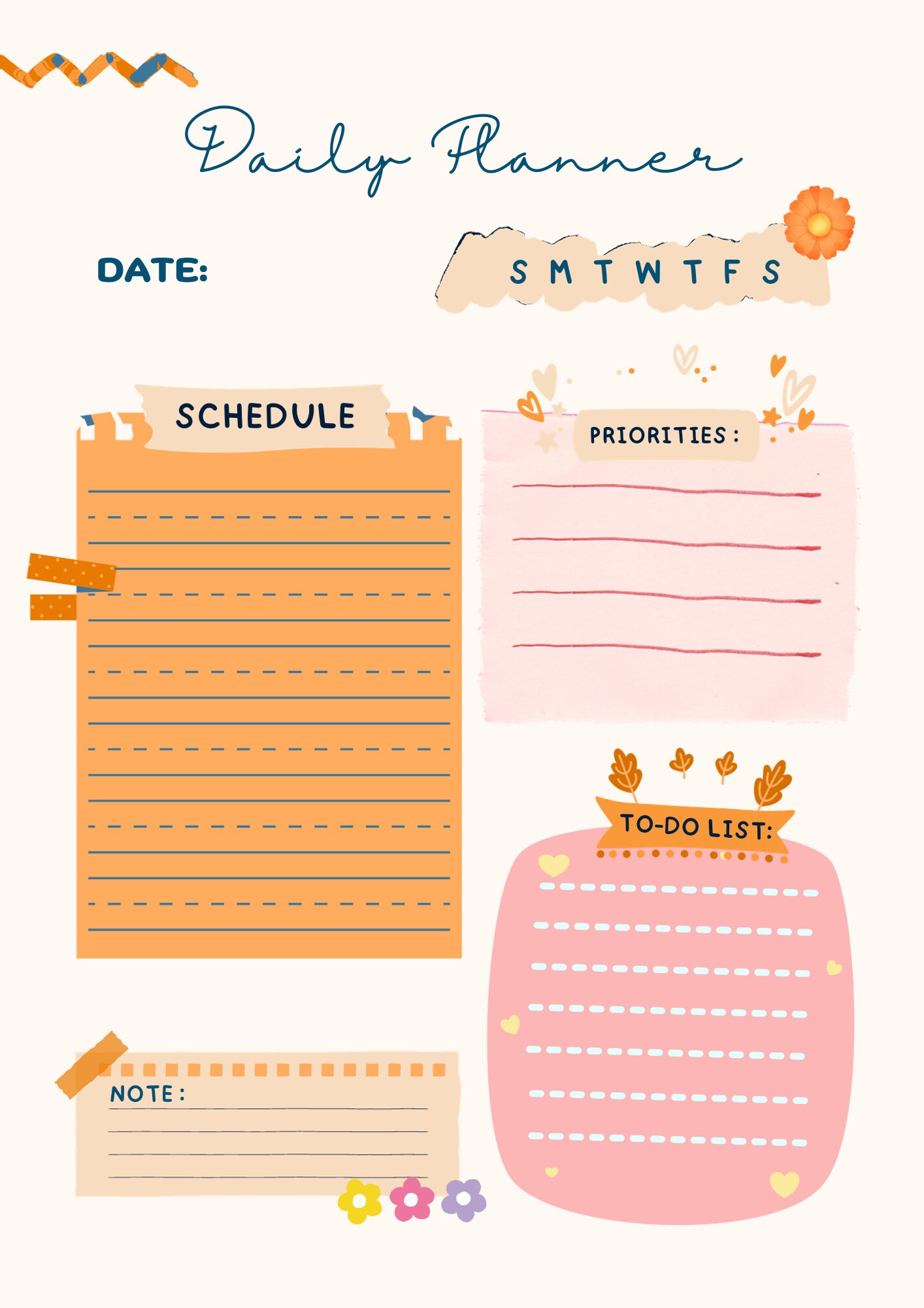 Daily Planner, Digital Planner, Printable Planner, Daily Schedule ...