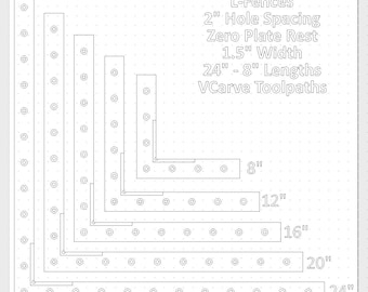 CNC Corner L-Fence Set für Spoilboards und Werkstückhalterung - 5 Verschiedene Größen - Digitale Datei - Werkzeugwege enthalten - VCarve - CRV v12 - SVG