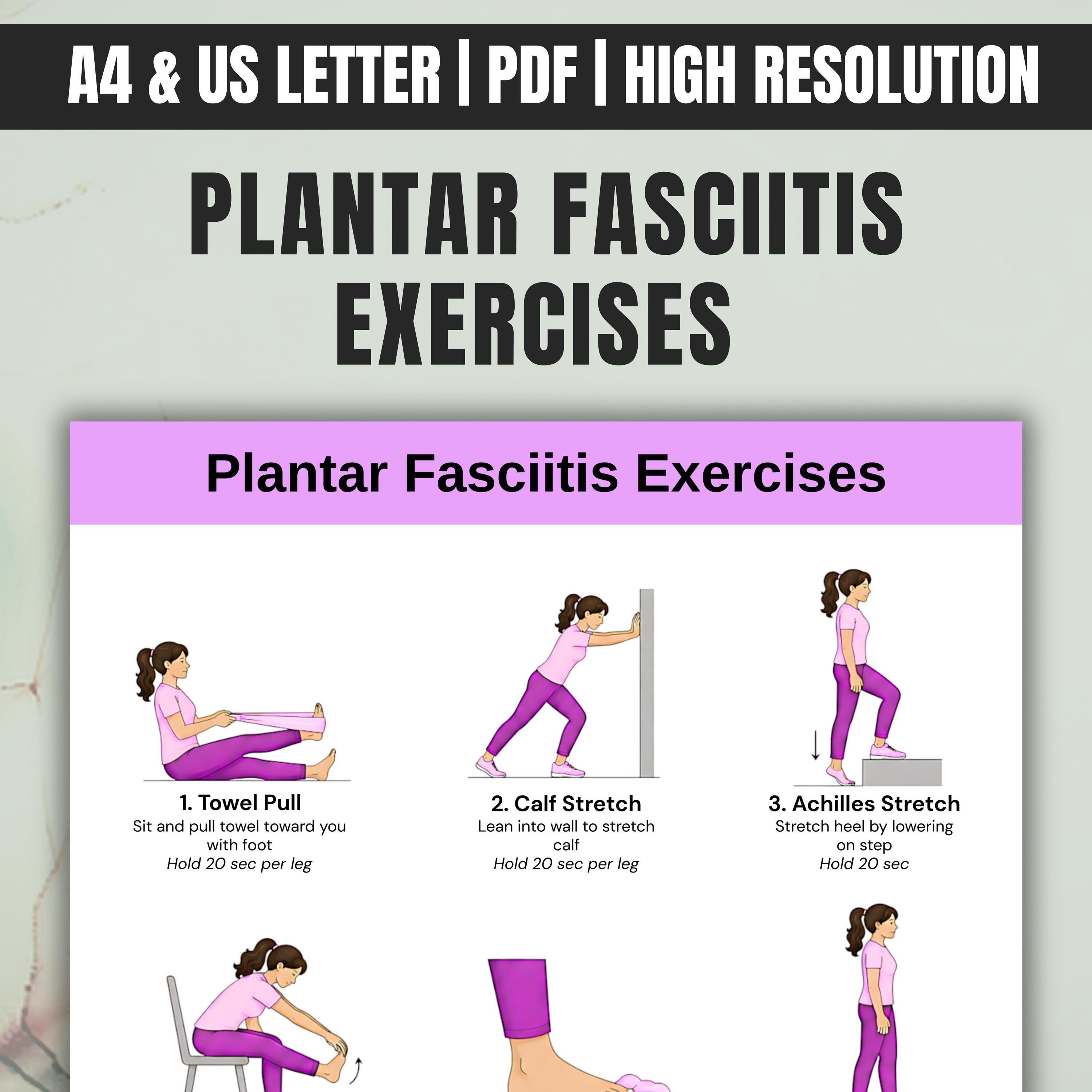 Plantar Fasciitis Exercises Printable, Foot Heel Stretch Routine