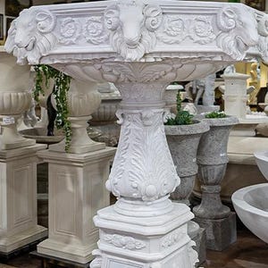Luxurious White Marble Fountain - Perfect for Patios, Gardens, and Home Landscaping